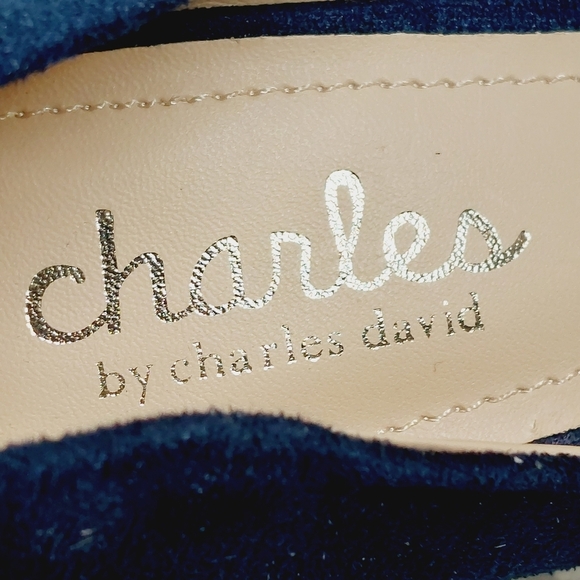 Charles By Charles David Navy Blue Suede Leather Slip On Pointy Toe Heels M201 - Picture 10 of 12